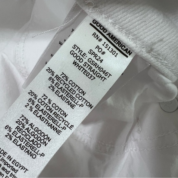 Good American Jeans Women 16 Good Straight White No Button Raw Hem CL - Picture 6 of 9